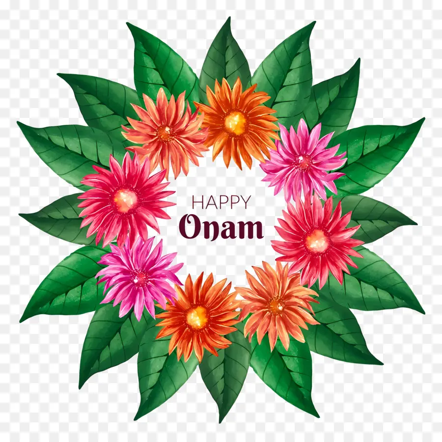 Feliz Onam，Decoração De Flores Onam PNG