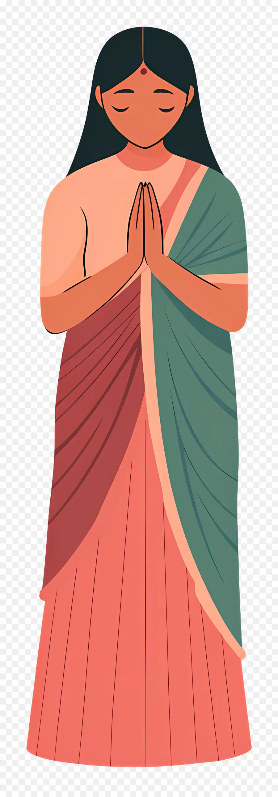 Sari Indiano，Mulher Em Vestido Tradicional PNG