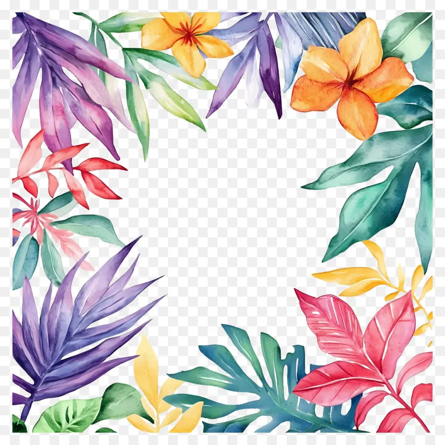 Moldura Floral Tropical，Moldura Colorida PNG