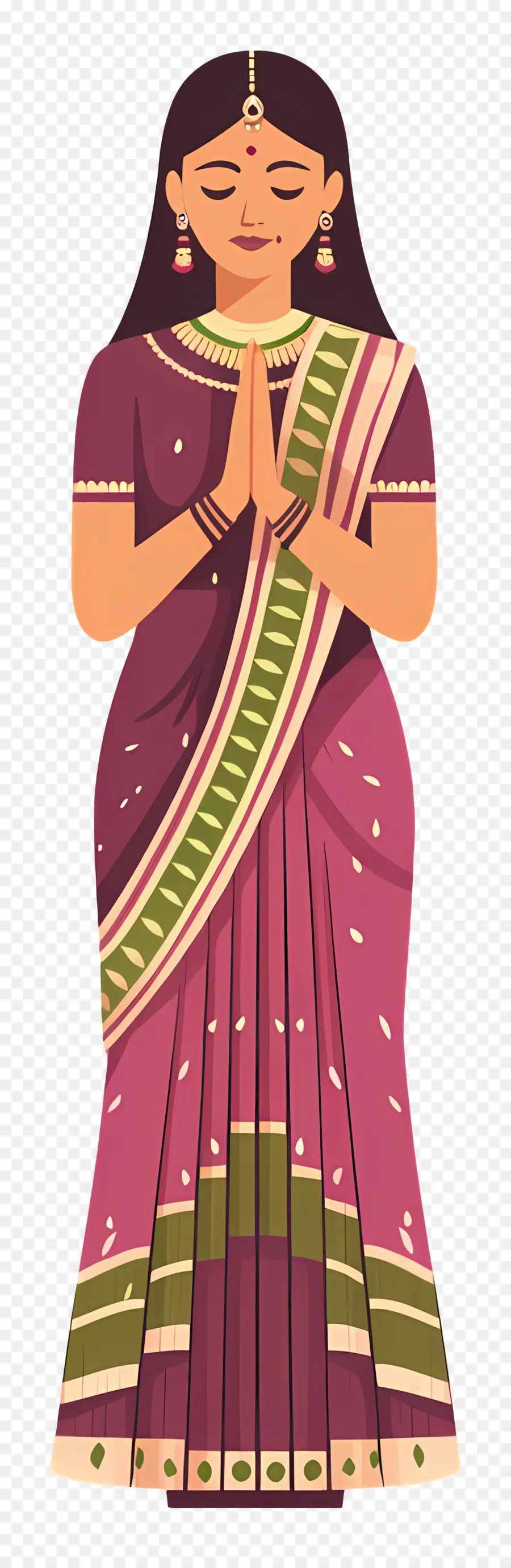 Sari Indiano，Mulher Em Vestido Tradicional PNG