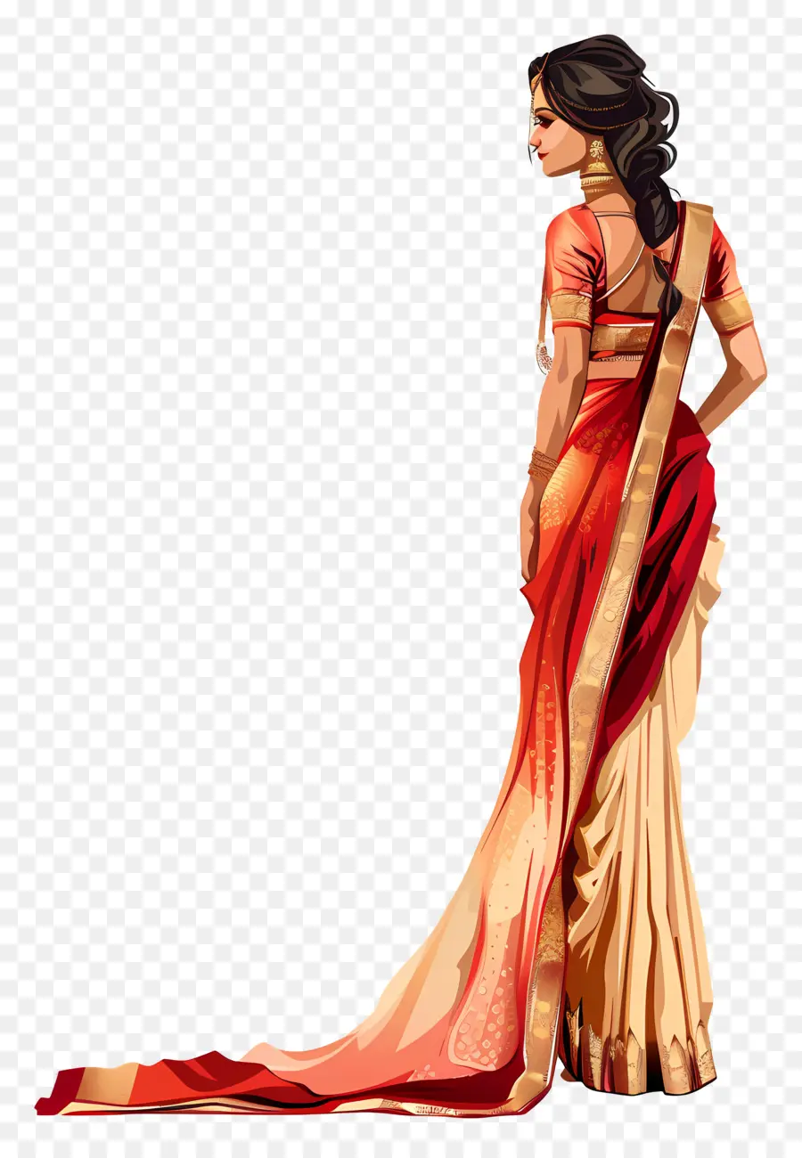 Sari Indiano，Mulher Em Saree PNG