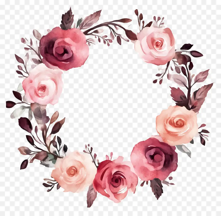 Moldura Redonda De Casamento，Coroa De Flores PNG