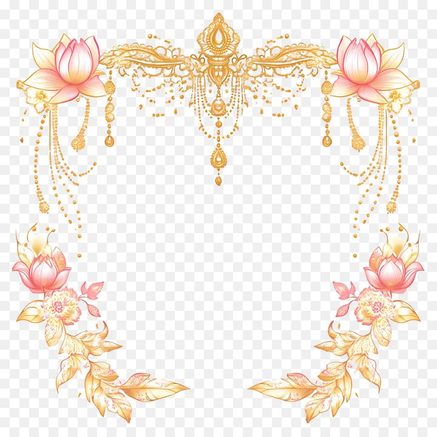 Moldura De Casamento Indiano，Moldura Floral PNG