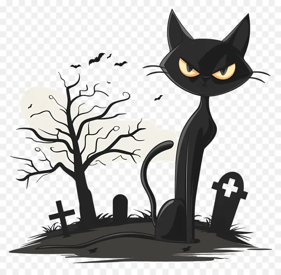 Gato Preto De Halloween，Gato Preto PNG