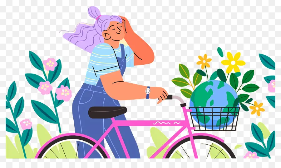 Dia Mundial Sem Carro，Mulher Com Bicicleta PNG