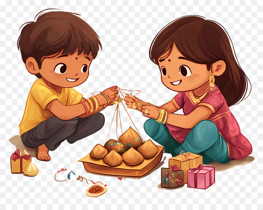 Feliz Raksha Bandhan，Crianças Brincando PNG