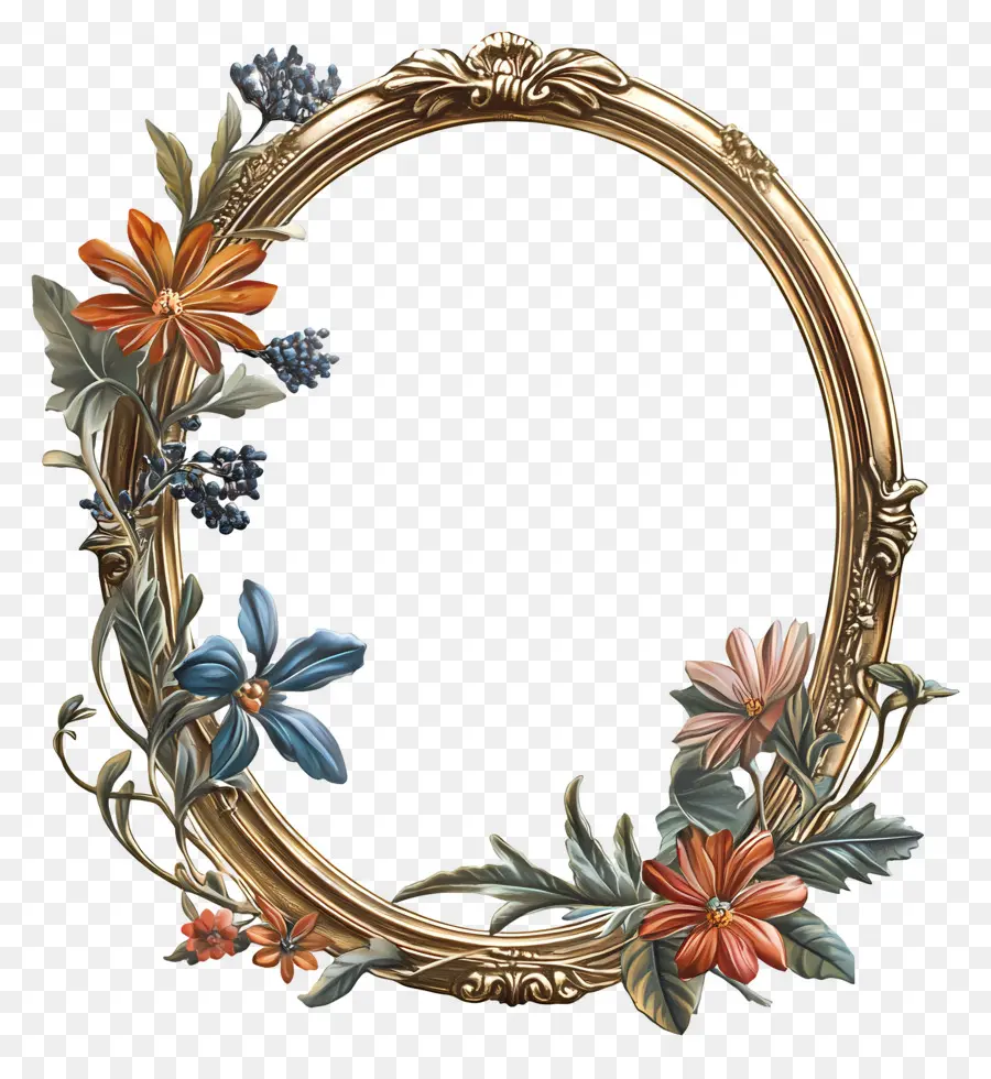 Moldura Oval Vintage，Moldura Floral PNG