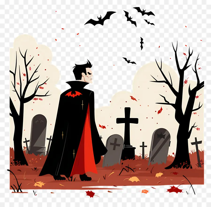 Drácula De Halloween，Vampiro No Cemitério PNG