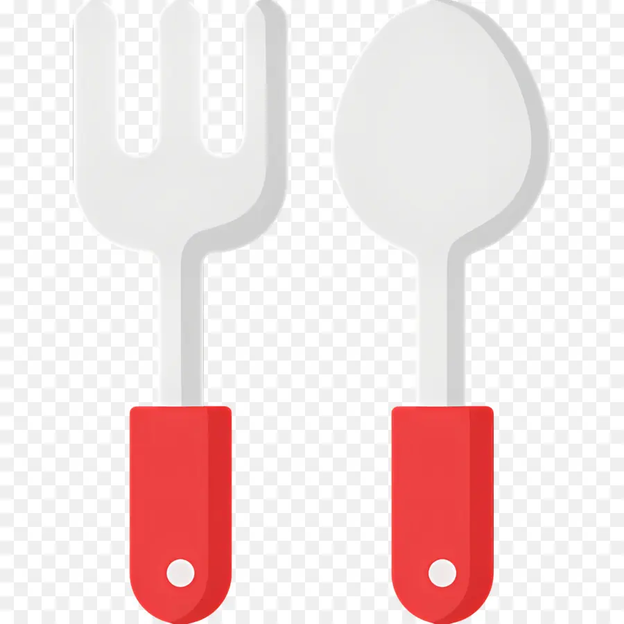 Colher Garfo，Utensílios Com Cabo Vermelho PNG