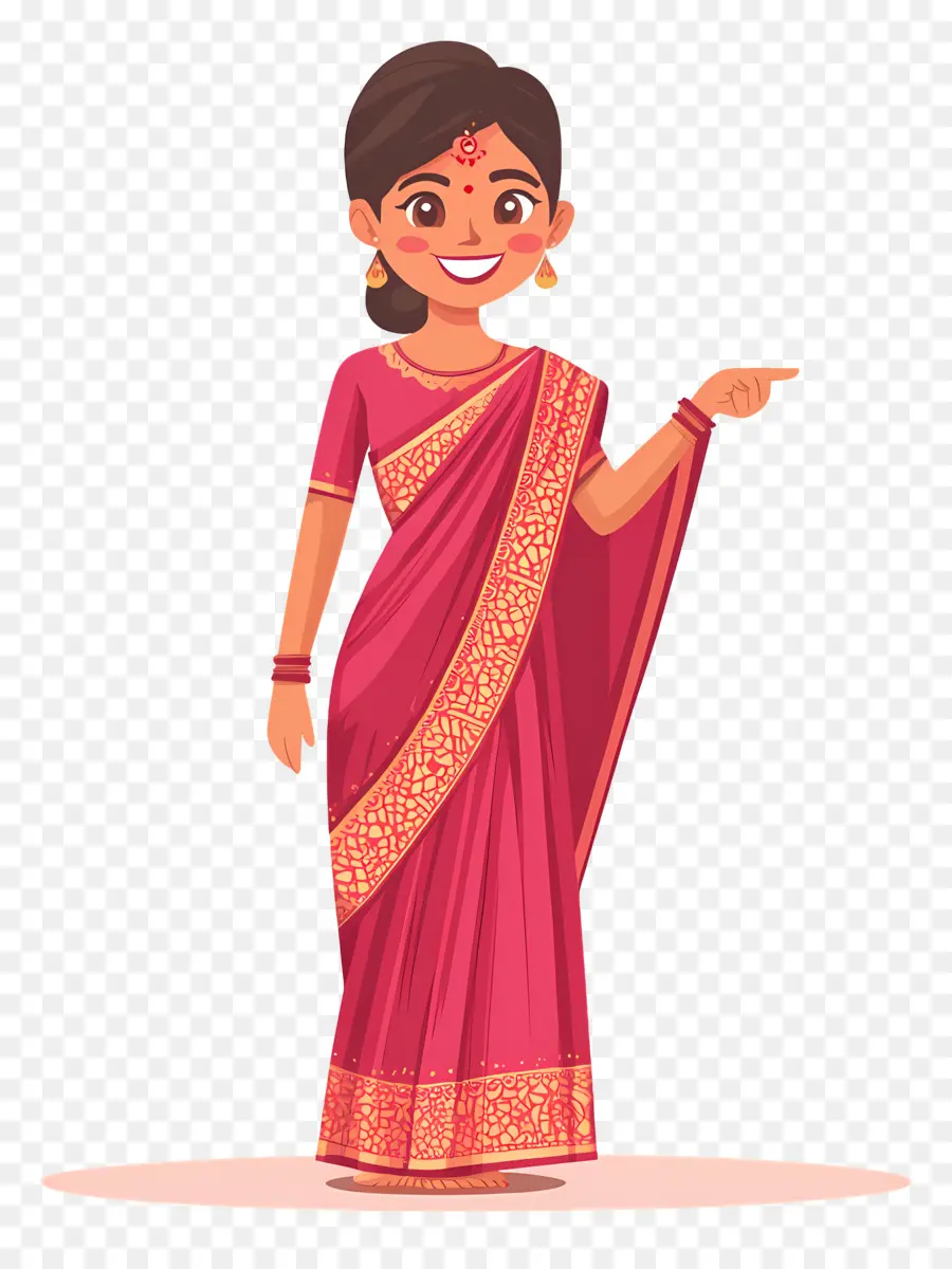 Sari Indiano，Mulher Em Saree PNG