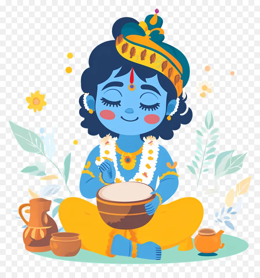 Krishna Janmashtami，Criança Azul PNG