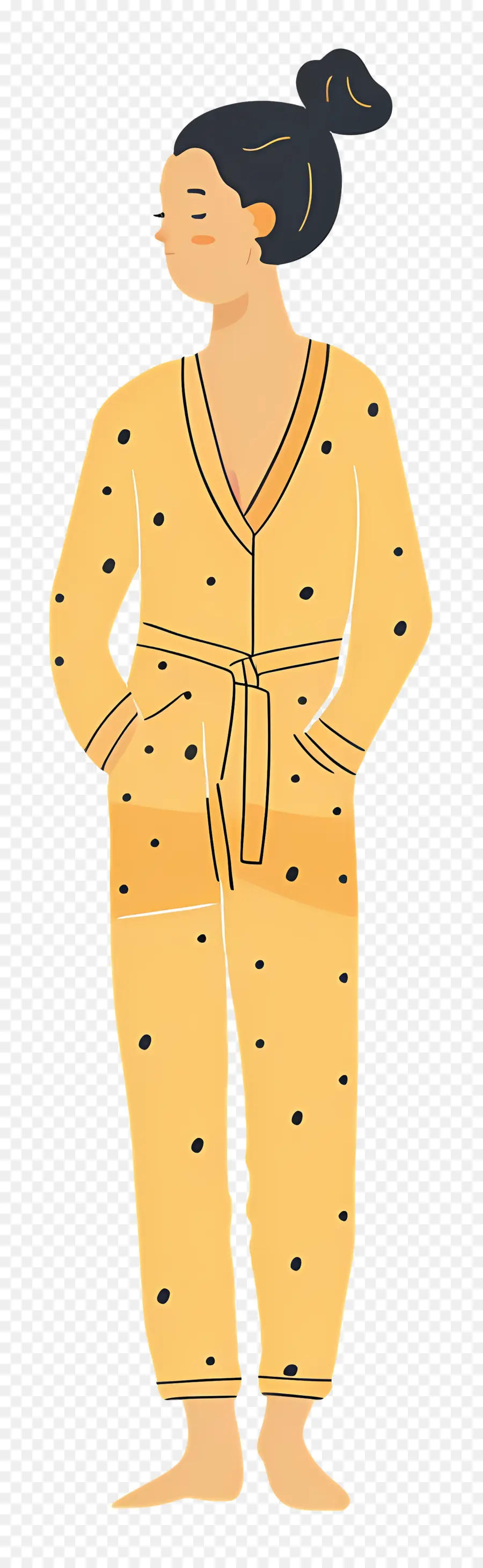 Mulher De Pijama，Pijama Amarelo PNG