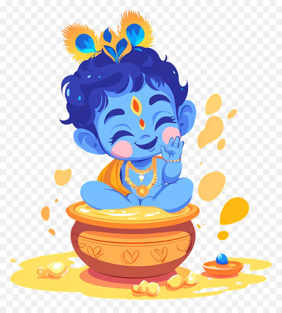 Krishna Janmashtami，Bebê Azul PNG