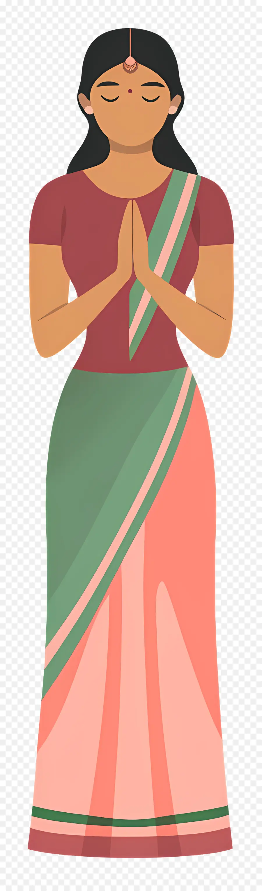 Sari Indiano，Mulher Em Vestido Tradicional PNG