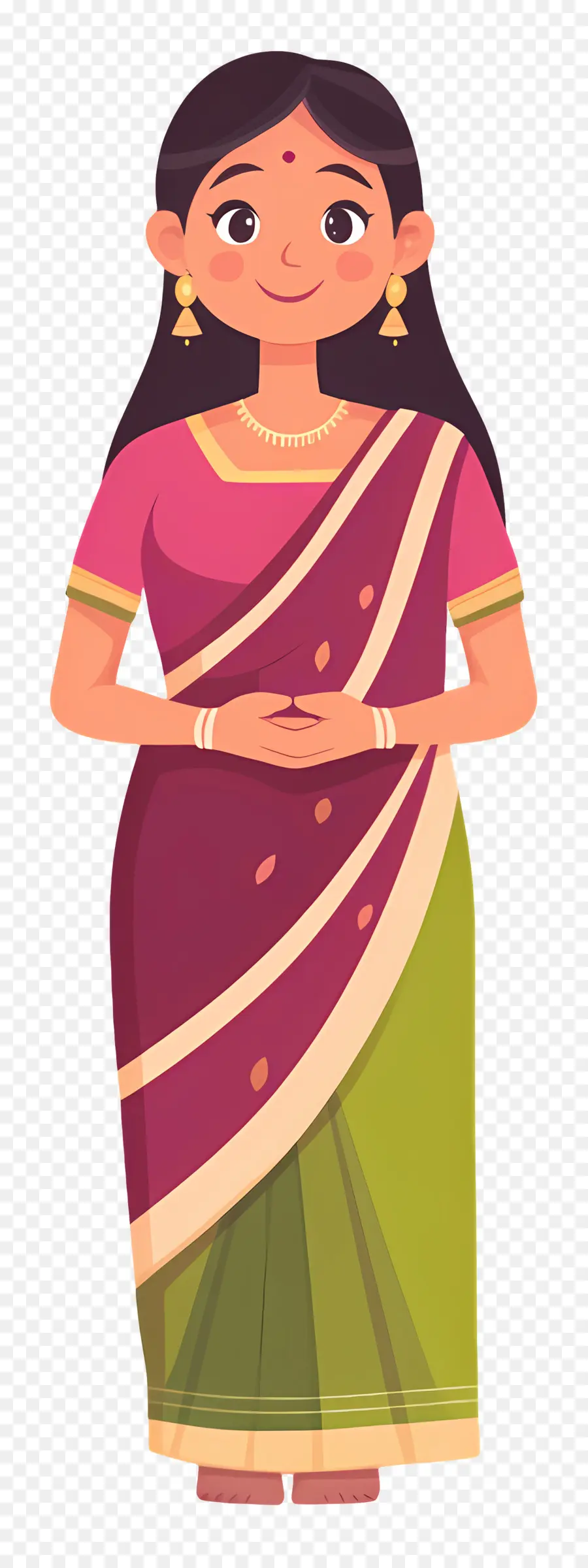 Sari Indiano，Mulher Em Traje Tradicional PNG