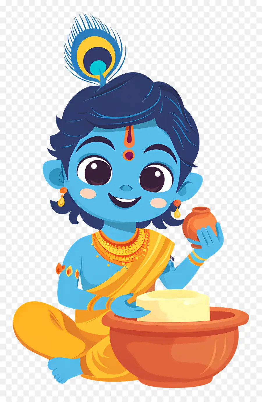 Krishna Janmashtami，Criança Azul Com Manteiga PNG