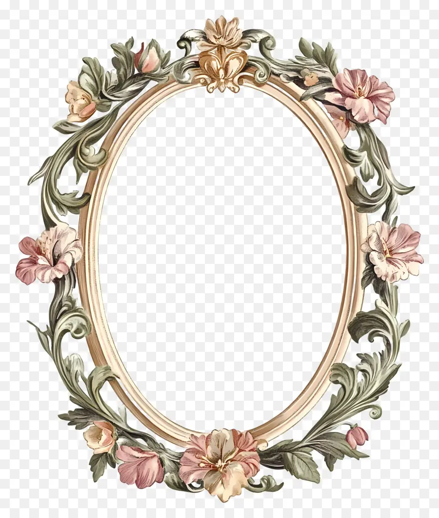 Moldura Oval Vintage，Moldura Floral PNG