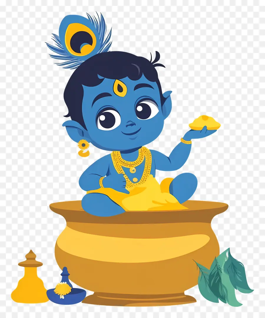 Krishna Janmashtami，Criança Azul PNG