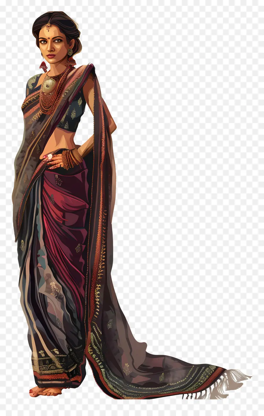 Sari Indiano，Mulher Em Saree PNG