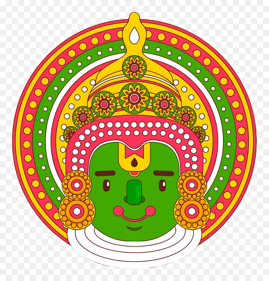 Feliz Onam，Máscara Kathakali PNG