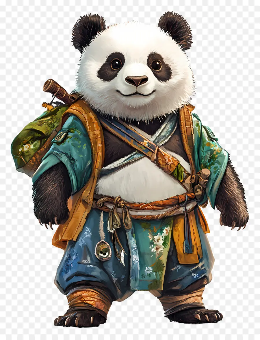 Urso Panda，Panda Em Roupa Tradicional PNG