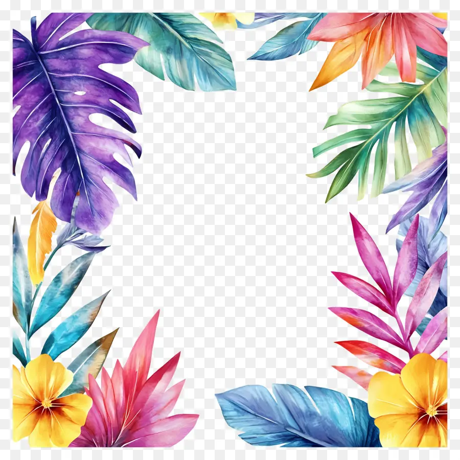 Moldura Floral Tropical，Moldura Colorida PNG