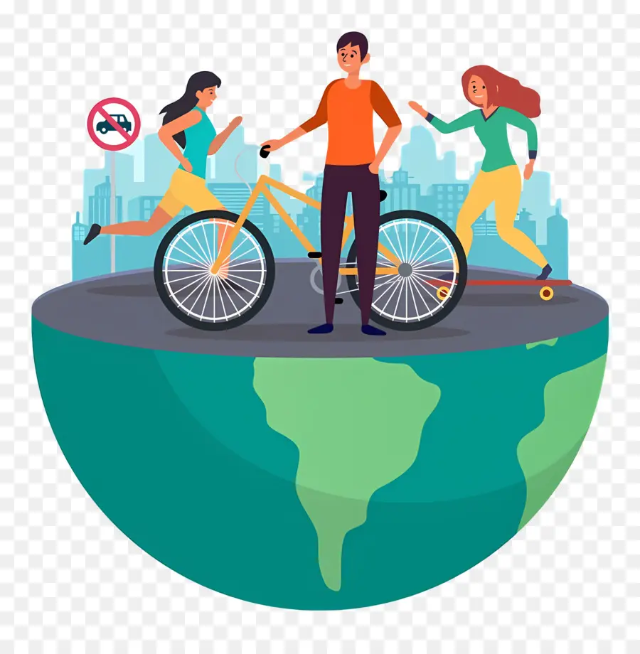 Dia Mundial Sem Carro，Pessoas Com Bicicleta PNG