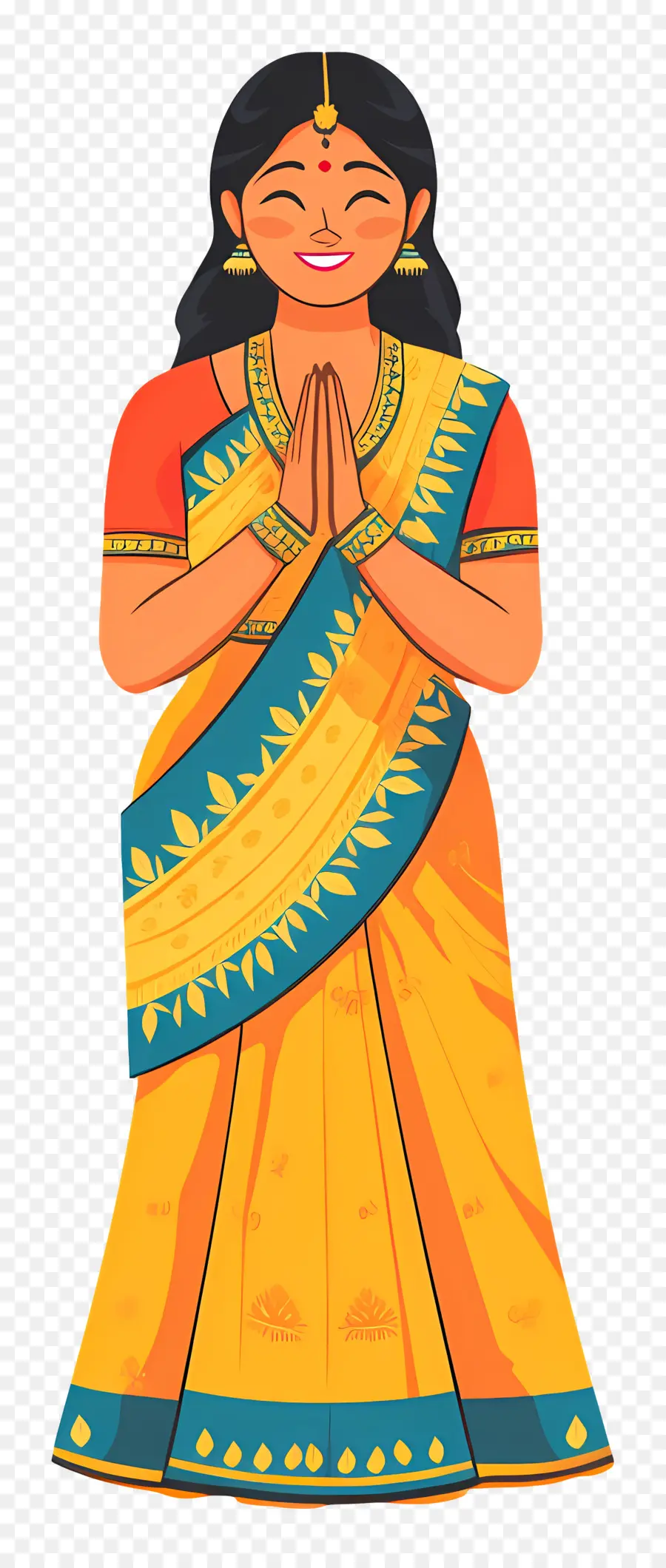 Sari Indiano，Mulher Em Vestido Tradicional PNG