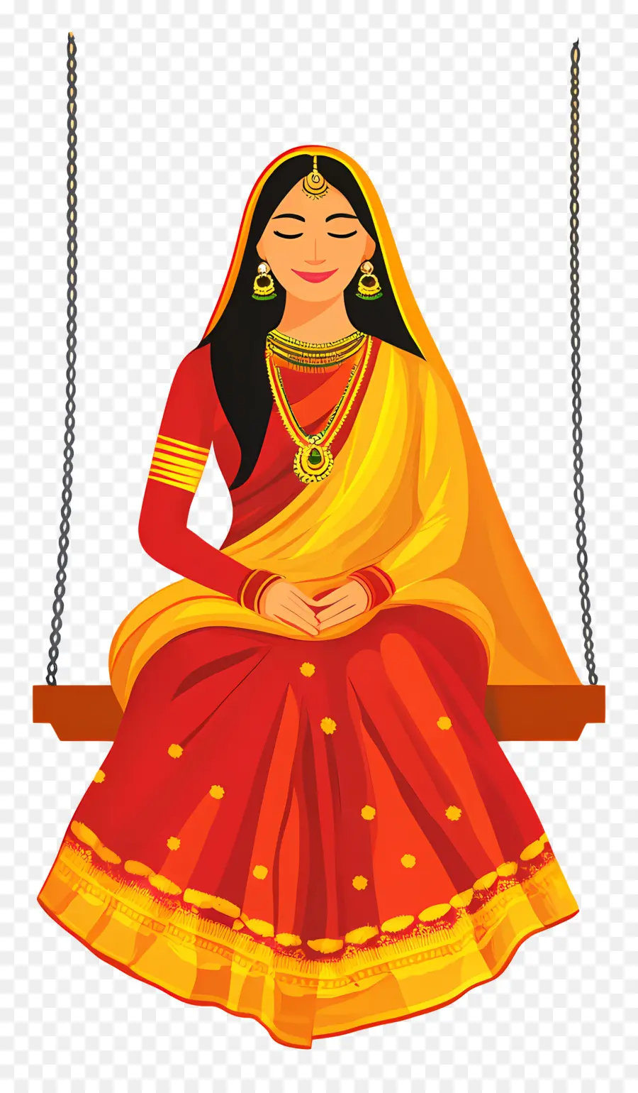 Festival Teej，Mulher Em Traje Tradicional PNG