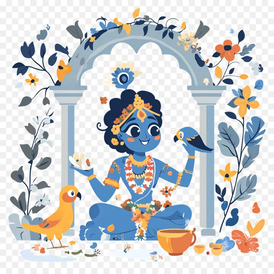 Krishna Janmashtami，Divindade Azul PNG