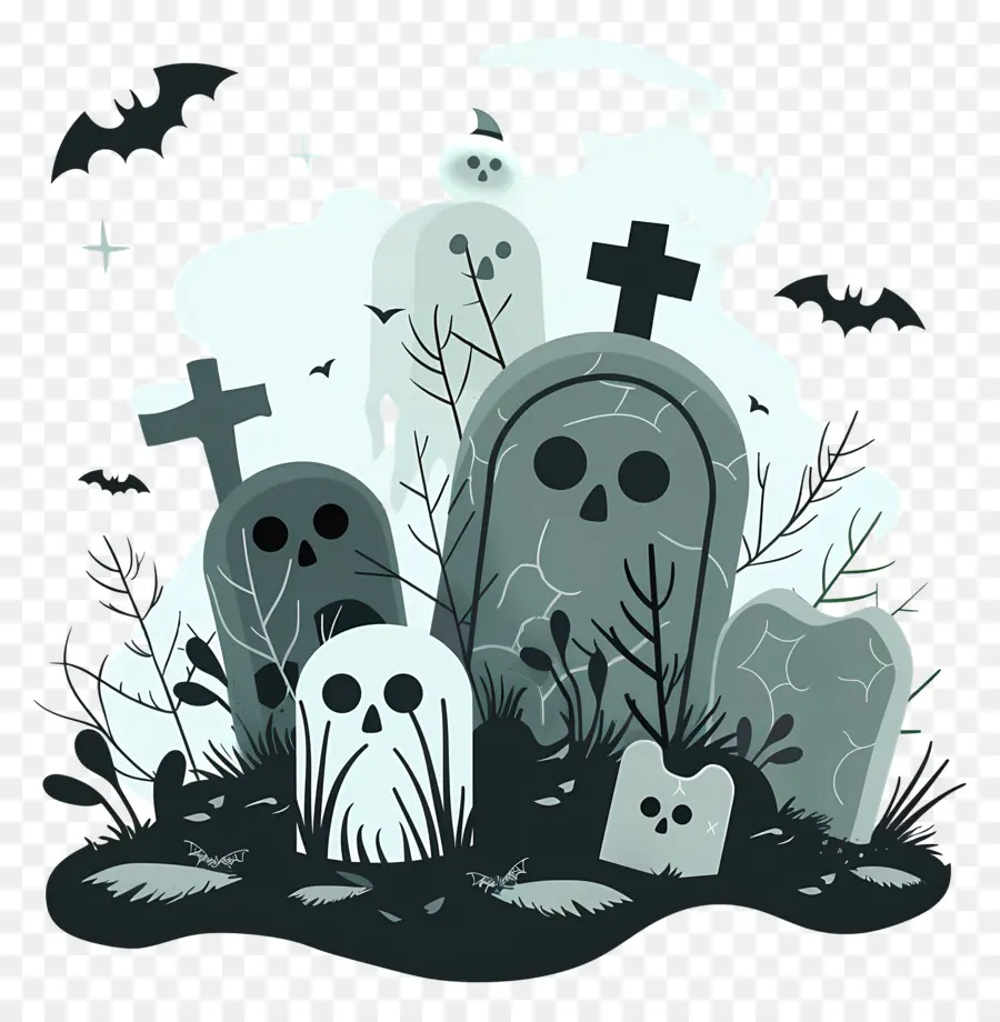 Cemitério De Halloween，Crânios PNG