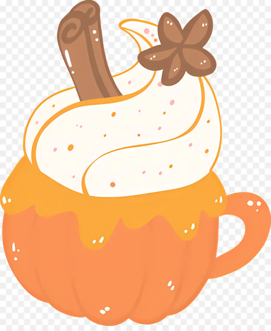 Tempero De Abóbora，Caneca De Abóbora Com Creme PNG