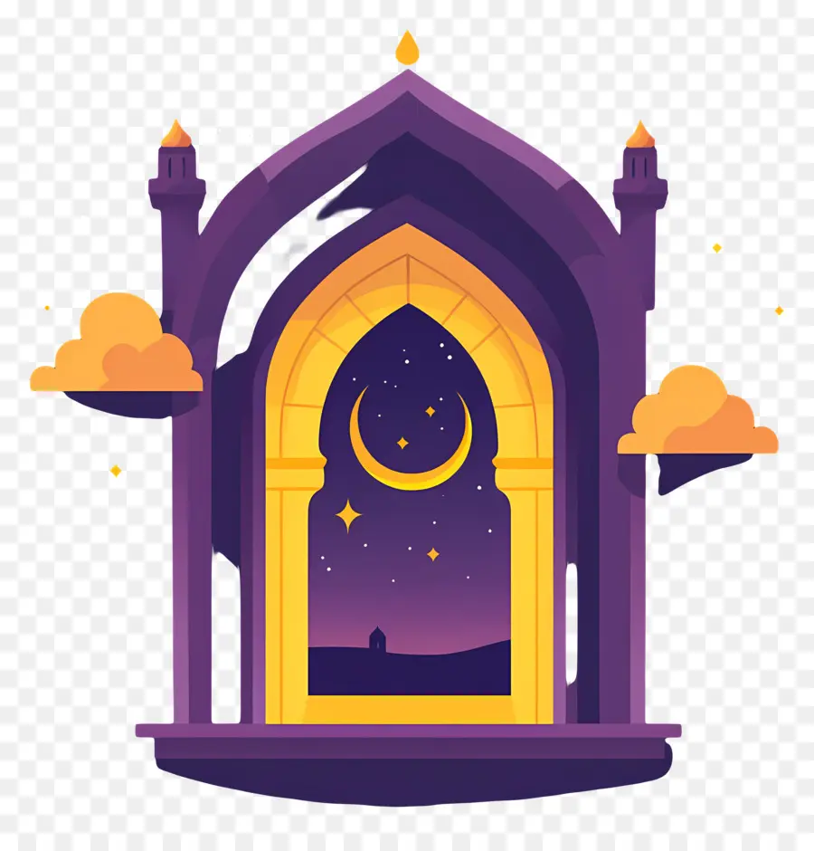 Masjid，Janela Do Céu Noturno PNG