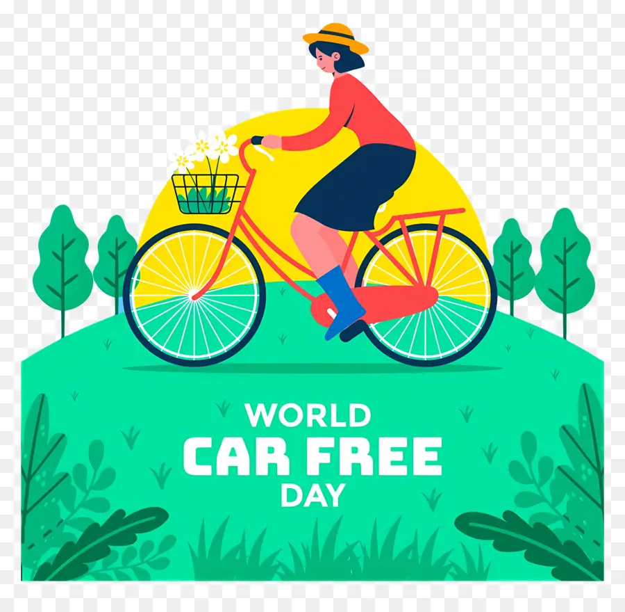 Dia Mundial Sem Carro，Mulher Na Bicicleta PNG