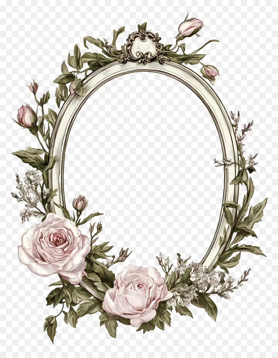 Moldura Oval Para Casamento，Moldura Floral PNG