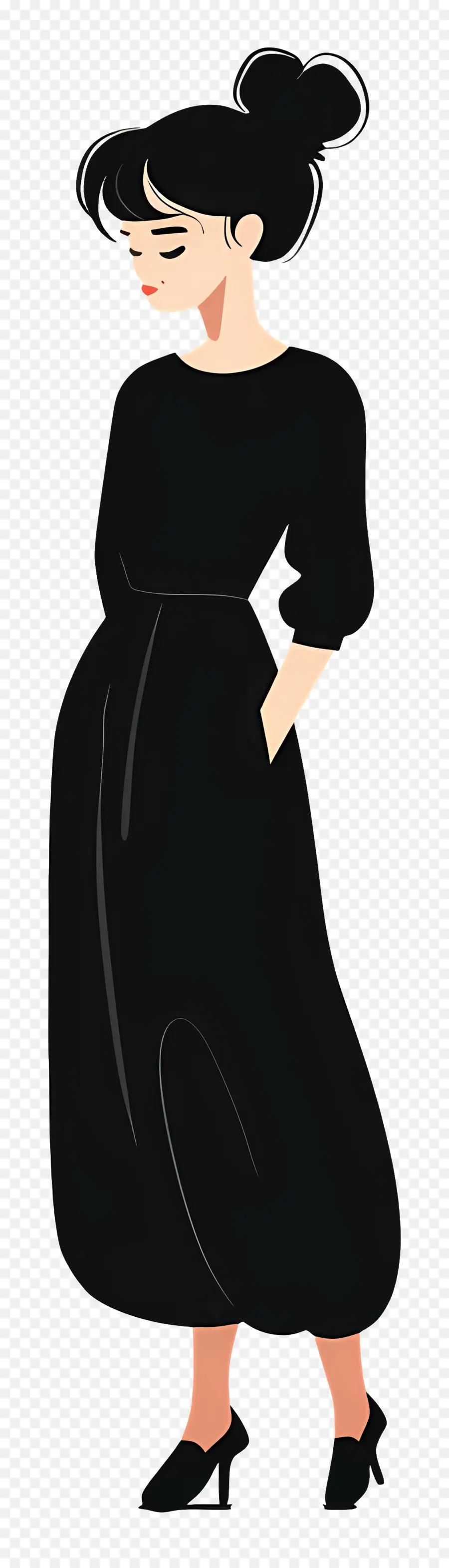 Mulher Em Roupa Preta，Mulher De Vestido Preto PNG