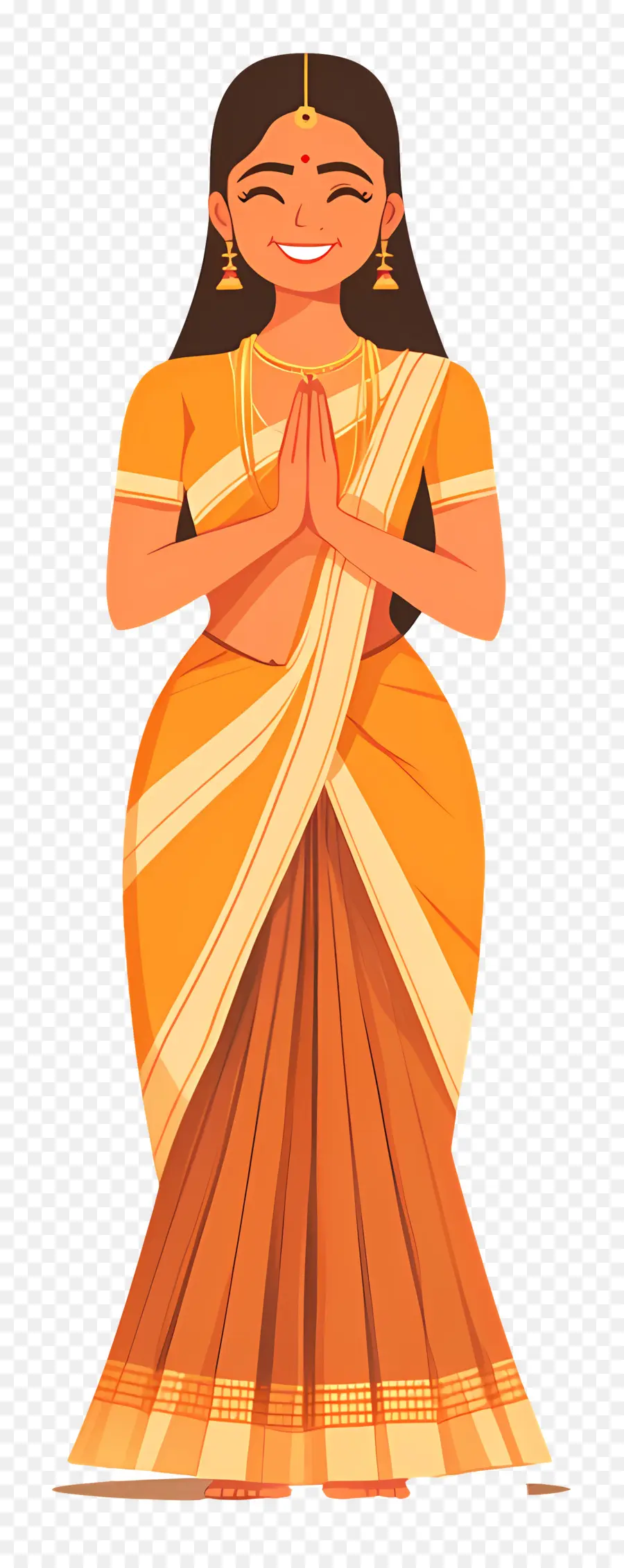 Sari Indiano，Mulher Em Vestido Tradicional PNG