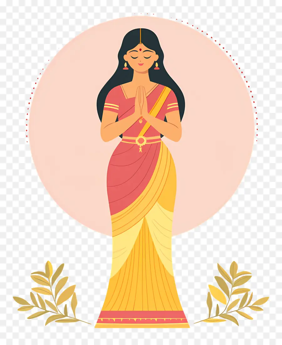 Sari Indiano，Mulher Em Traje Tradicional PNG