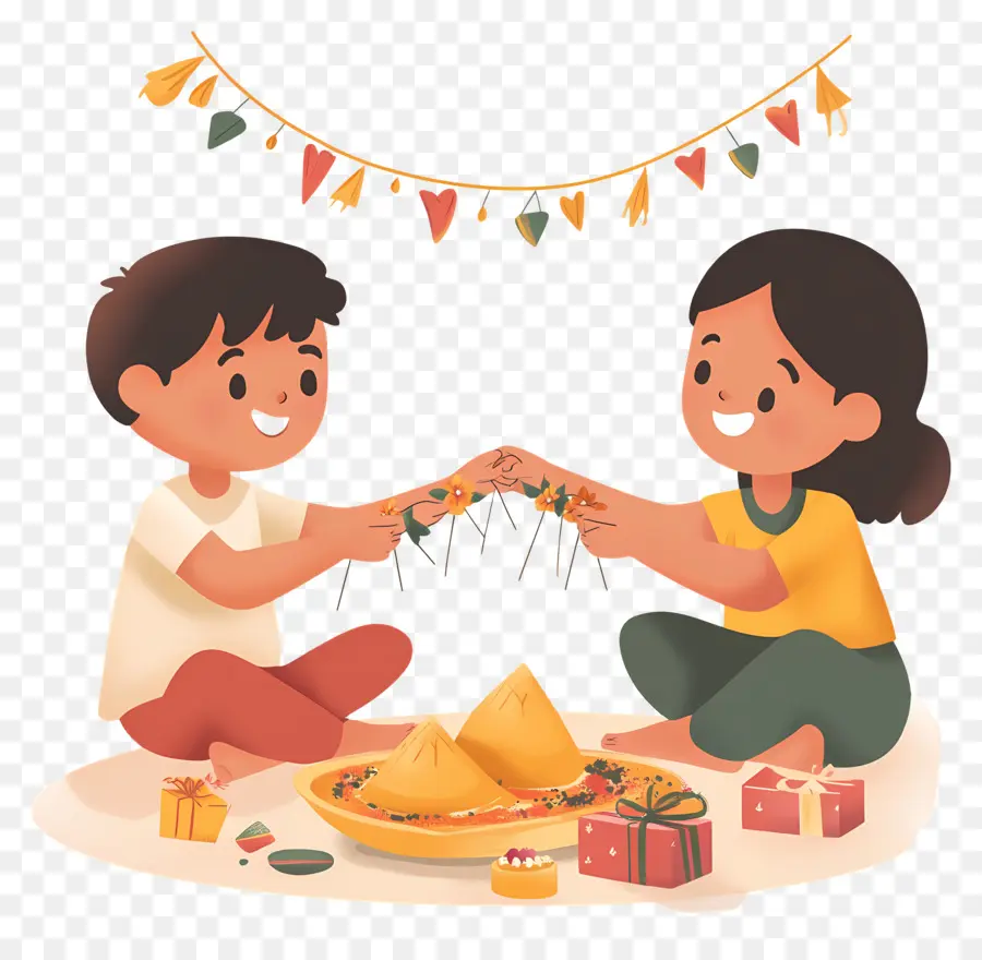 Feliz Raksha Bandhan，Crianças Comemorando PNG