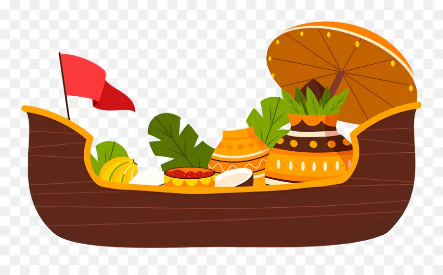 Feliz Onam，Barco Com Comida PNG