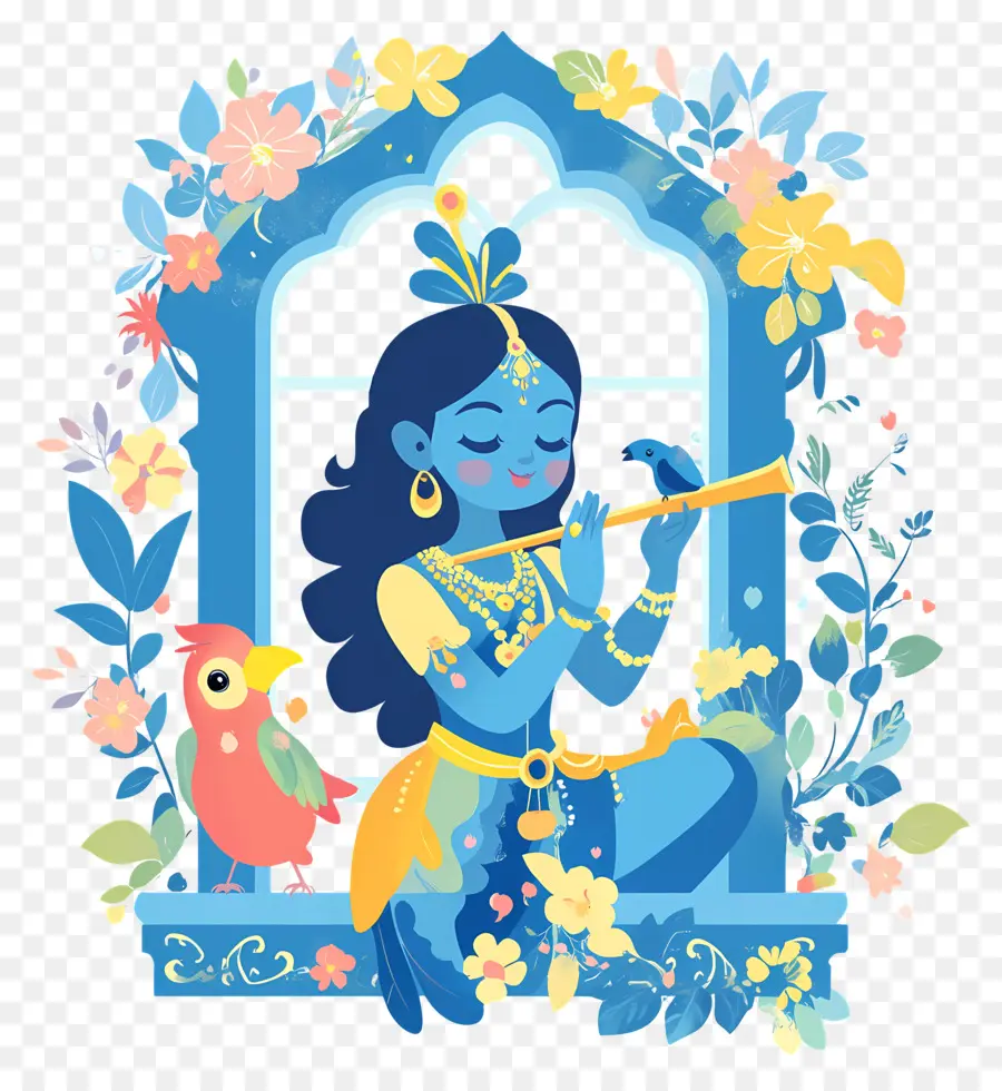 Krishna Janmashtami，Divindade Azul PNG