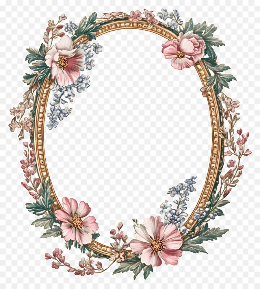 Moldura Oval Vintage，Guirlanda Floral PNG