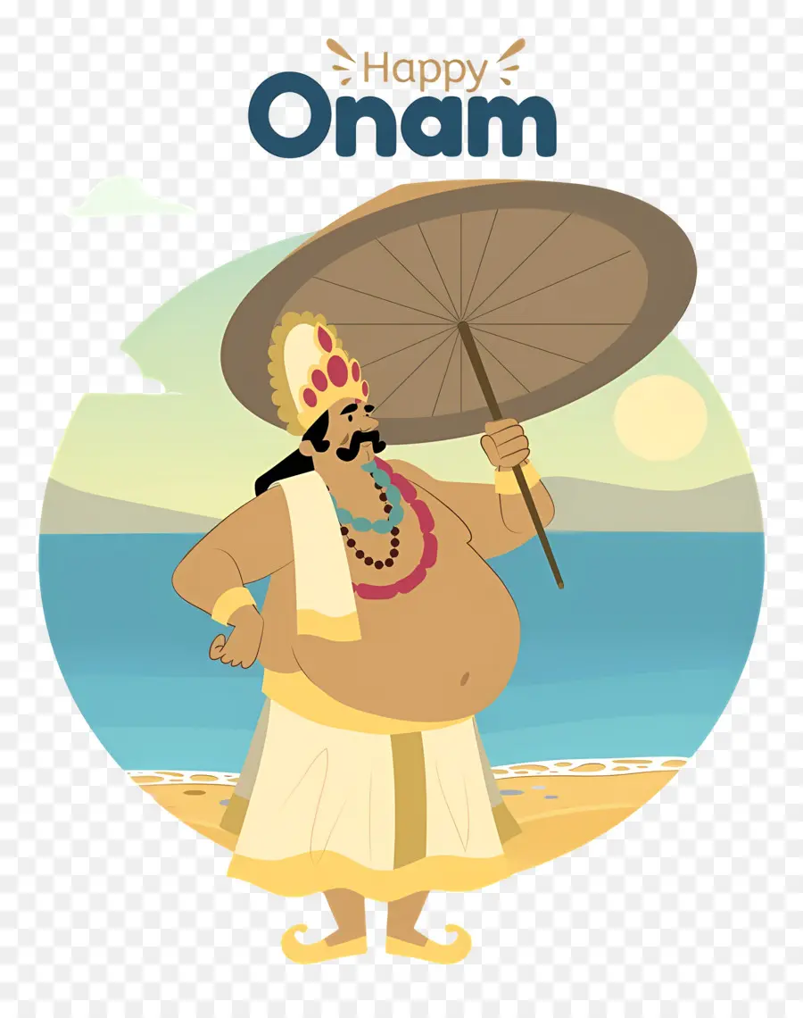 Feliz Onam，Rei Com Guarda Chuva PNG