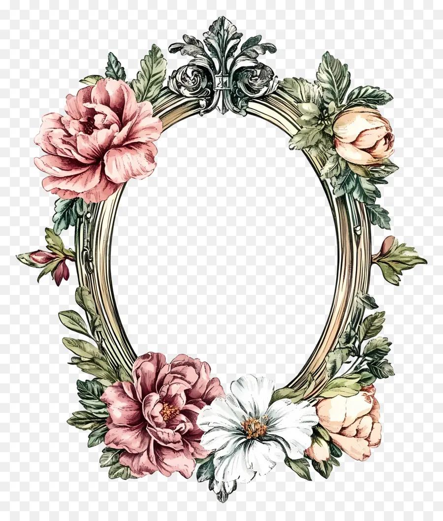 Moldura Oval Para Casamento，Moldura Floral PNG