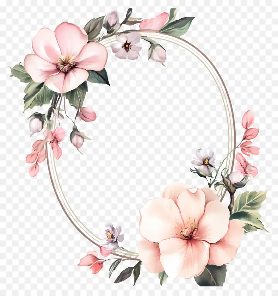 Moldura Oval Para Casamento，Guirlanda Floral Rosa PNG