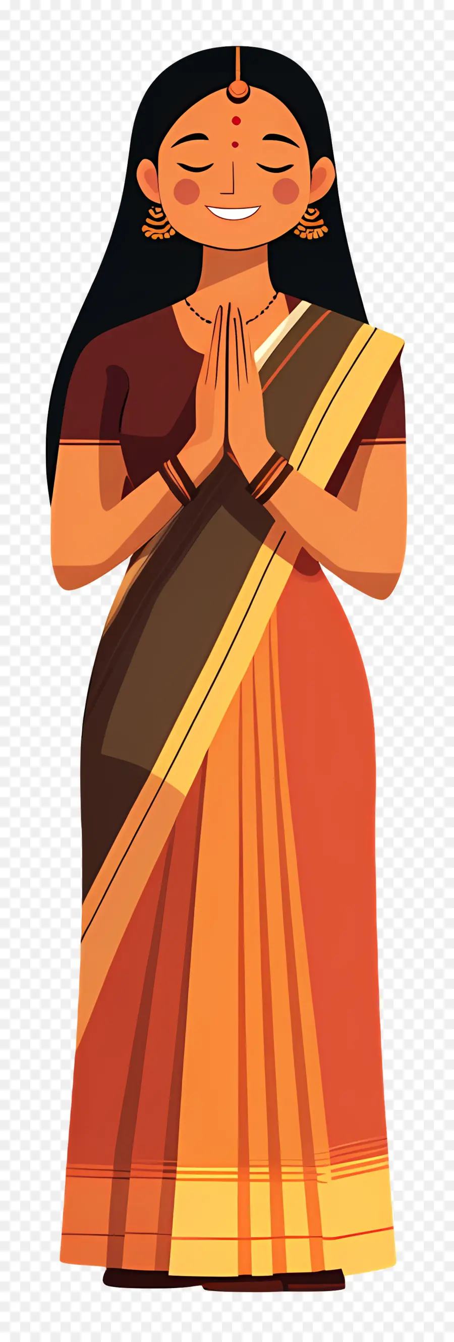 Sari Indiano，Mulher Em Vestido Tradicional PNG