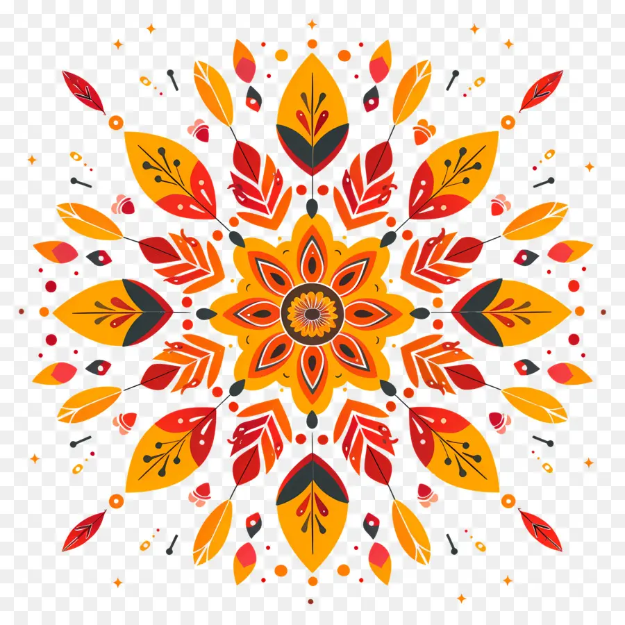 Círculo Rangoli，Padrão Colorido PNG