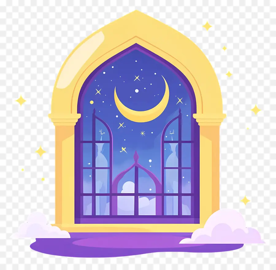 Masjid，Janela Do Céu Noturno PNG