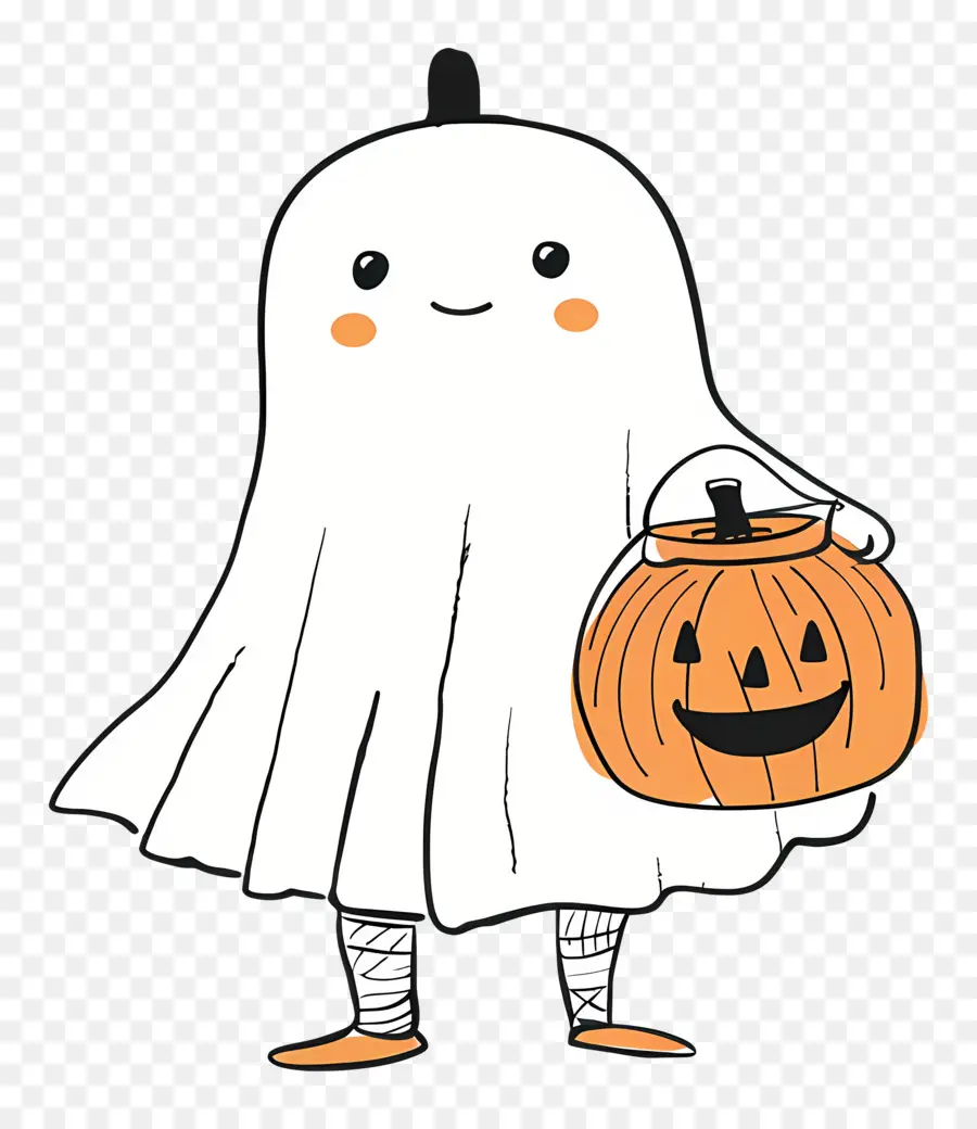 Fantasia De Halloween，Fantasma Com Abóbora PNG