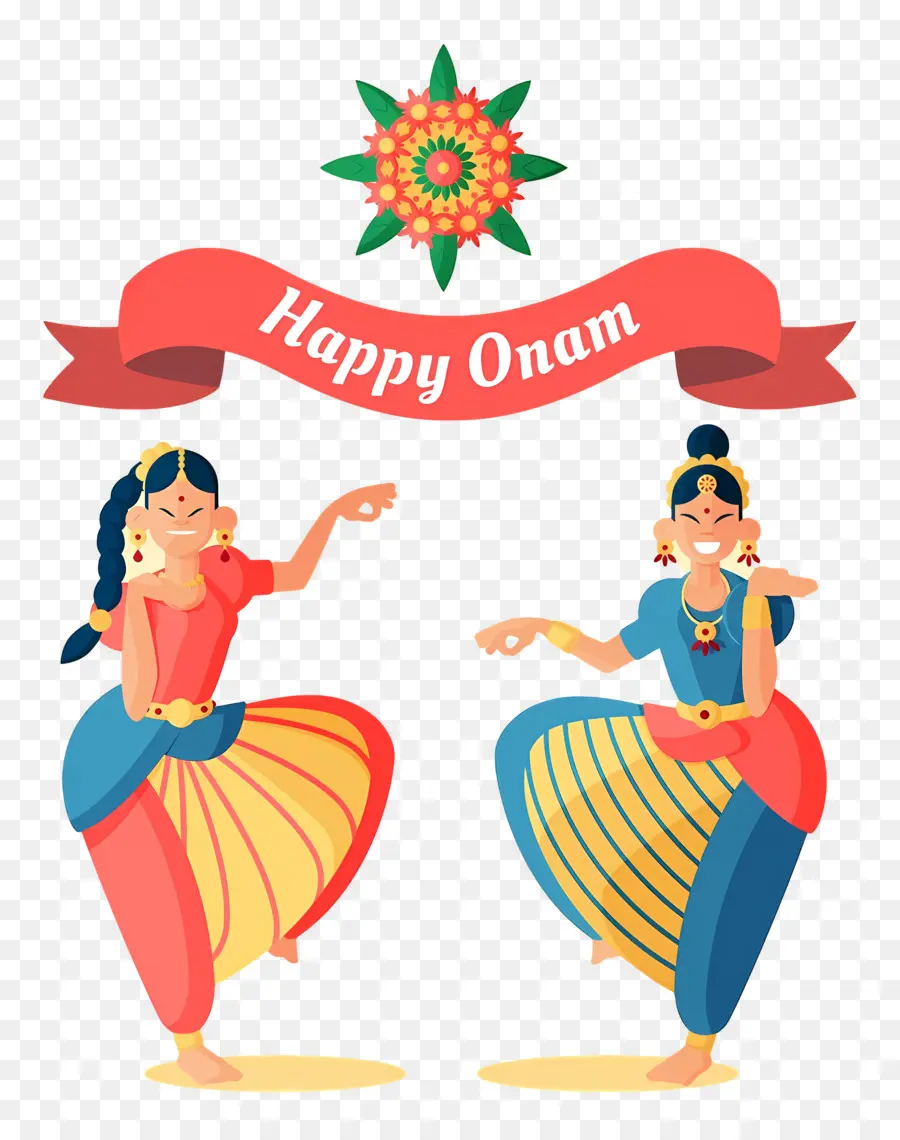 Feliz Onam，Felizes Dançarinos De Onam PNG